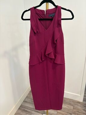 RACHEL Rachel Roy Sleeveless Ruffle Sheath Dress in Magenta